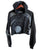 Manhole Cover Print Women's Cropped Pullover Black Hoodie, Spirit of Detroit.