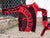 Manhole Cover Women's Pullover Wide Neck Sweatshirt, Detroit Tire Print. Black on red marble