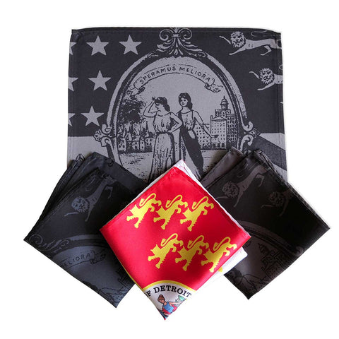Detroit City Flag Pocket Squares, Vintage City Flag, Well Done Goods
