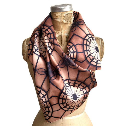 Detroit Opera House Scarf, Milk Glass Floral Rosette Details