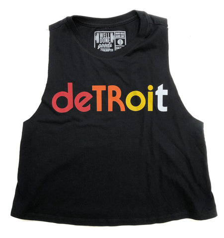 Detroit Rhythm Composer Cropped Women's Raw Edge Racerback Tank Top, Black
