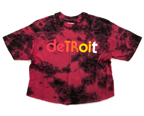 Detroit Rhythm Composer Red & Black Tie Dye Cropped T-Shirt, Limited Edition