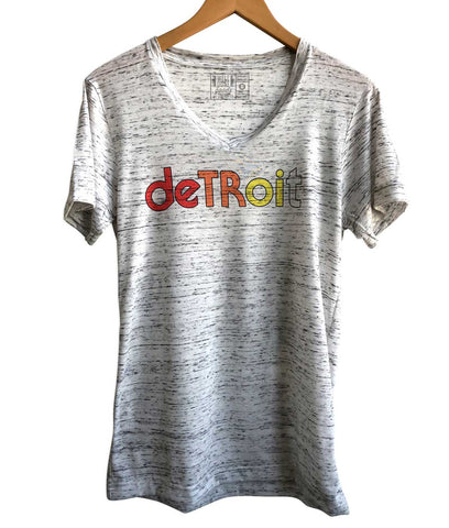 Detroit Rhythm Composer White Marble V-Neck Tee, Well Done Goods