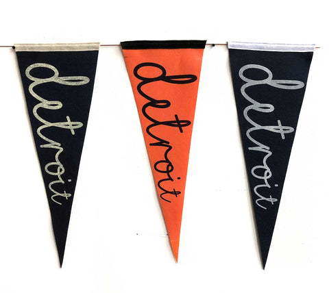 Vintage Style Detroit Felt Pennant Flags, Well Done Goods