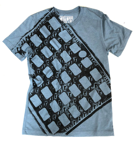 Detroit Storm Drain Cover T-Shirt, Blue Heather Denim