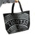 Manhole Cover Large Tote Bag, Detroit Tire Print. Heavy Cotton Canvas, Black