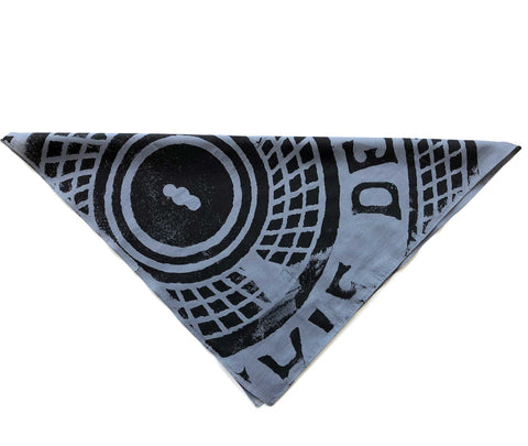 Manhole Print Bandana, Detroit Tire. 100% Cotton, Hand Made in Detroit, USA