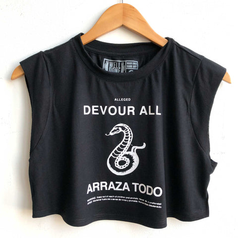 Devour All, Snake Print Hoodoo Candle. Crop Top & Crop Muscle Shirt