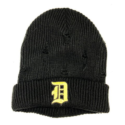 Distressed Detroit Old English D Knit Beanie