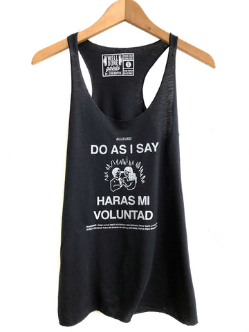 Do As I Say, Mind Control Print Hoodoo Candle. Tank Top, Women's Racerback Black Tank