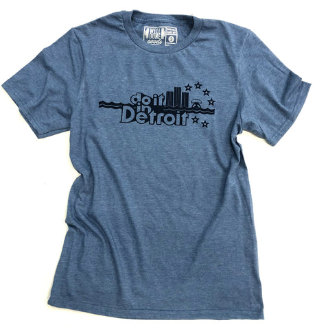 Do It In Detroit T-Shirt, Mayor Coleman Young Slogan, 1984 Vintage-Style Tee, Heather Indigo