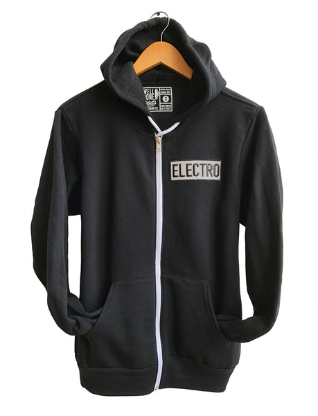 Electro Reflective Patch Zip Hoodie, Unisex Hooded Sweatshirt 