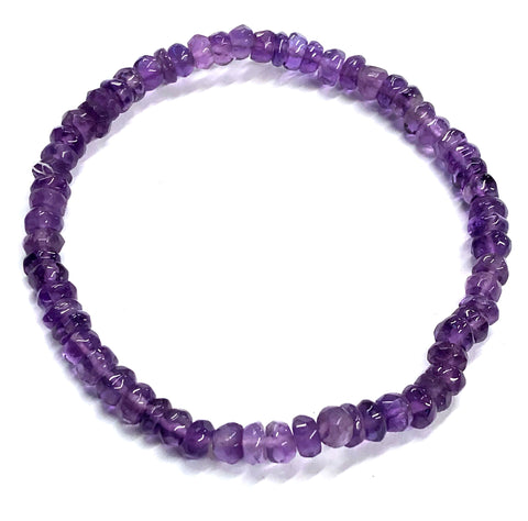 Amethyst Faceted Stone Bead Mala Stretch Bracelet