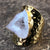 Agate Geode Adjustable Stone Rings, Hammered Gold