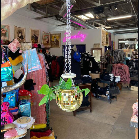 Small Gold Disco Ball Planters, Gold Mirror Ball Planter