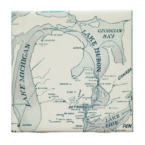 Great Lakes Map Drink Coaster, Well Done Goods
