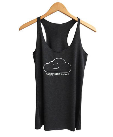 Happy Little Cloud Black Women's Tank Top, Well Done Goods