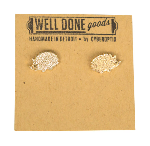 Hedgehog Gold Stud Earrings, Well Done Goods