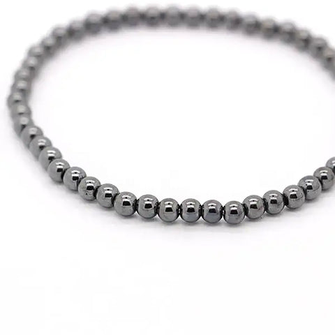 Hematite Stone Bead Mala Stretch Bracelet