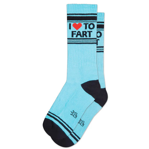 I Love To Fart, Ribbed Gym Socks. By Gumball Poodle, Made in USA!