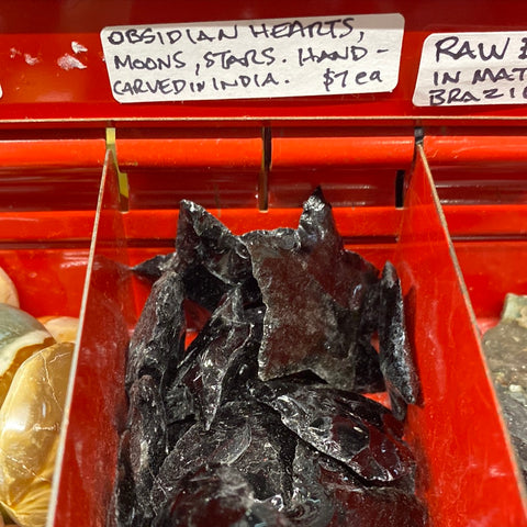 Obsidian Hearts Moons Stars Hand Carved In India