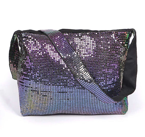 Metal Mesh Shoulder Bag: Oil Slick