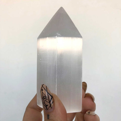 Large Carved Selenite Tower