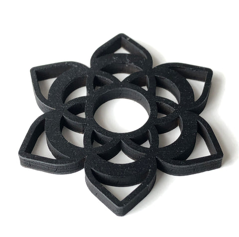 Lotus Flower Small Wood Sphere Stand, Crystal Specimen Stand - black