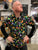Magic Mushroom Print Short Sleeve Button-up Shirt, Black/Multicolor