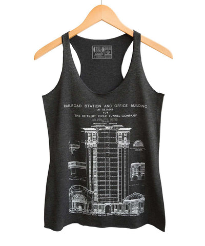 MCS Detroit Train Station Blueprint Racerback Women's Tank Top