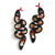 Multicolor Beaded Snake Earrings, Red, Gold, Black & White
