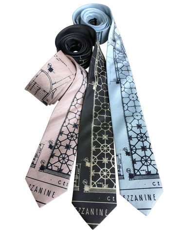 Capitol Theatre Detroit Blueprint Neckties, Limited Edition Luxe Fabric Ties