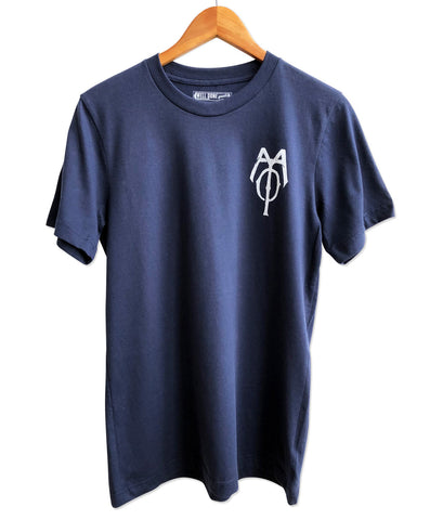 Capitol Theatre Detroit 1921 Blueprint T-Shirt Monogram Logo Front; White on Navy. Michigan Opera Theatre