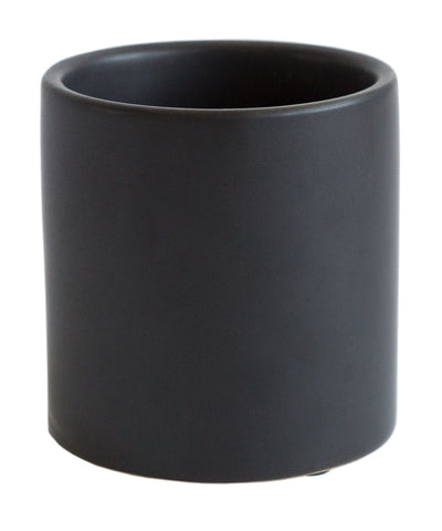 Matte Black Mini Cylinder Ceramic Planter, Well Done Goods