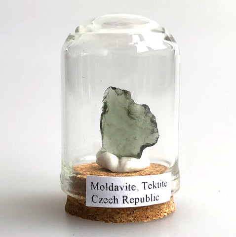 Moldavite. Tiny Glass Domed Tektite, Czech Republic