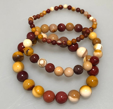 Mookaite Jasper Stone Bead Mala Stretch Bracelet