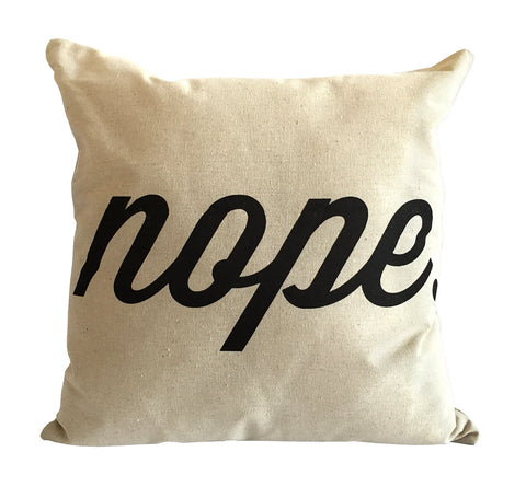 Nope Throw Pillow, Script Print