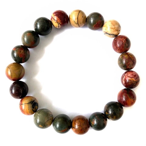 Desert Jasper, Polychrome Stone Bead Mala Bracelet