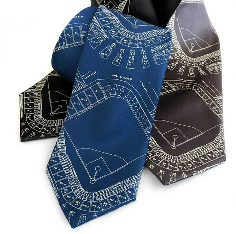 Old Tiger Stadium Blueprint Neckties, Historic Detroit Ties, Well Done Goods