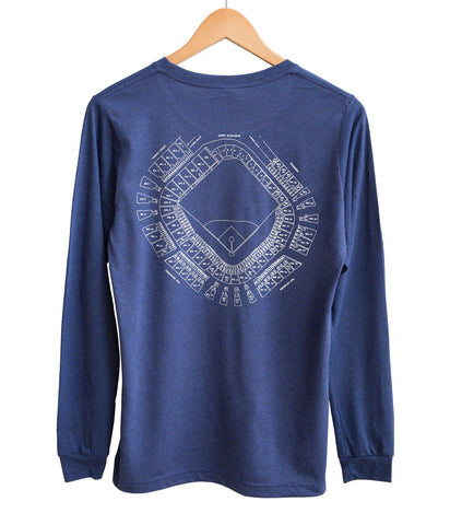 Old Tiger Stadium Longsleeve Shirt, Navin Field Seating Chart / Blueprint Long Sleeve Shirt