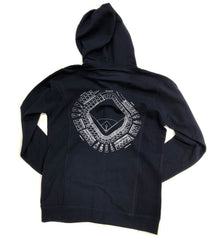 Old Tiger Stadium Blueprint Sweatshirt. Women s Fitted Navy Zip Hoodie Well Done Goods by Cyberoptix
