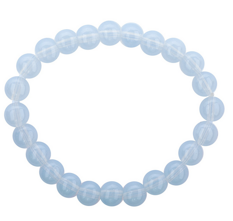 Opalite Polished Round Bead Mala Stretch Bracelet
