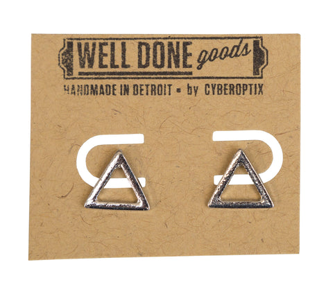 Open Triangle Silver Stud Earrings, Well Done Goods
