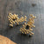 Tiny Matte Oxytocin Molecule Earrings, Brushed Gold