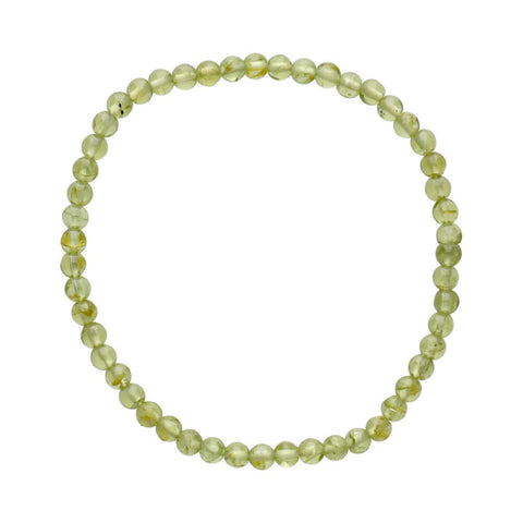 Peridot Bead Bracelet, 4mm Round Stone Beaded Mala Stretch Bracelet
