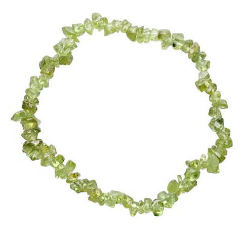 Arizona Peridot Chip Bracelet, Apache Peridot Delicate Small Stone Stretch Bracelet