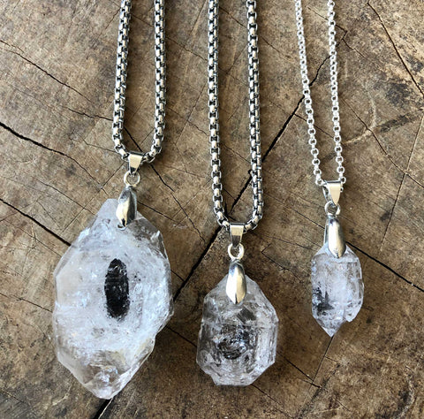 Petroleum Included Diamond Quartz Pendants