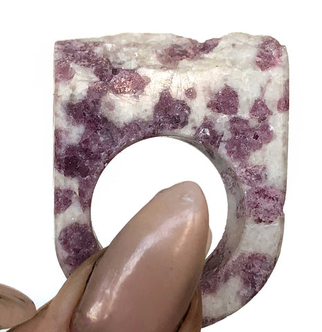 Rubellite, Pink Tourmaline on Matrix Carved Stone Ring