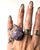 Purple Fluorite Crystal Cluster Ring, Large Electroformed Copper Band