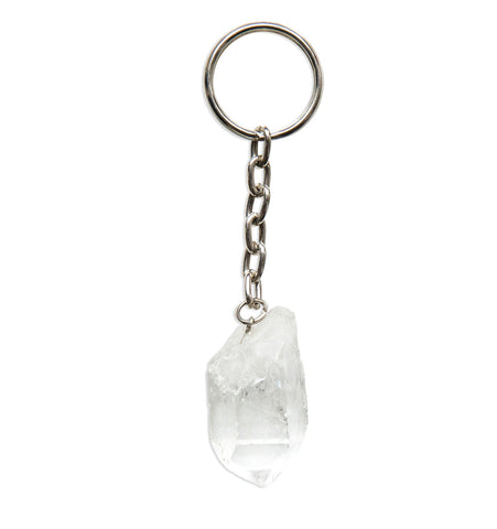 Clear Quartz Raw Stone Keychain, Well Done Goods